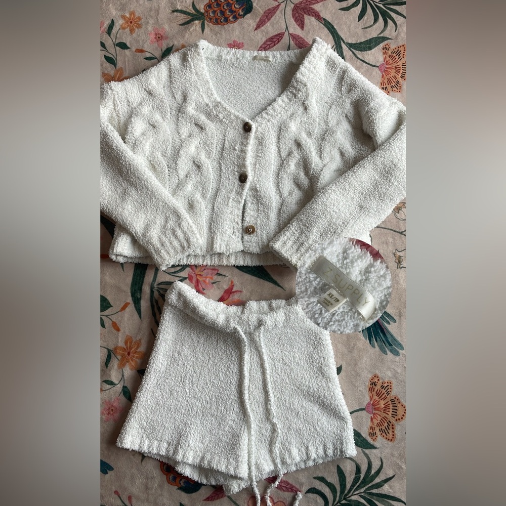 Z Supply Women's White Textured Cardigan Set